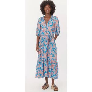 XiRENA Lyta Blouson Sleeve Ruggle Detail Dress Maxi Dress in Capri, Large